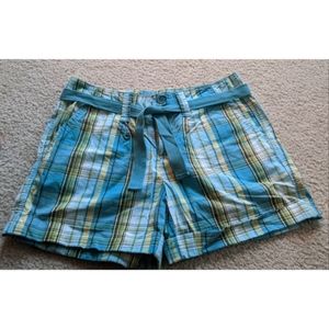 Faded Glory plaid cotton shorts with removable belt